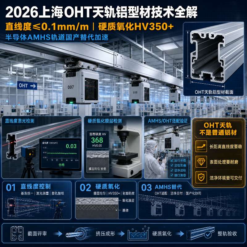 2026上海OHT天轨铝型材技术全解:直线度≤0.1mm/m、硬质氧化HV350+,半导体AMHS轨道国产替代加速